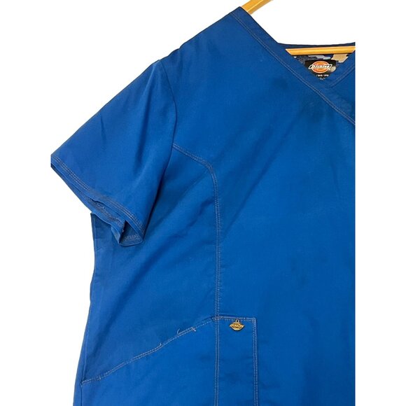 2 Dickies Blue Unisex Scrub Top 3XL With Pockets & V-Neck Medical Comfortable - Picture 14 of 16